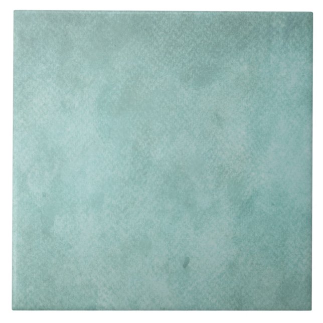 Teal Aqua Blue Watercolor Paper Colorful Texture Tile (Front)