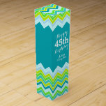 Teal aqua chevron zigzag 45th birthday wine box<br><div class="desc">Bright modern chevron style aqua green teal blue wine box. Personalize with your recipients name and birthday year. Currently reads happy 45th birthday Taylor Vintage year. Designed by Sarah Trett.</div>