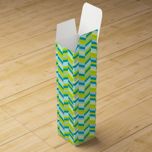 Teal aqua chevron zigzag patterned wine box