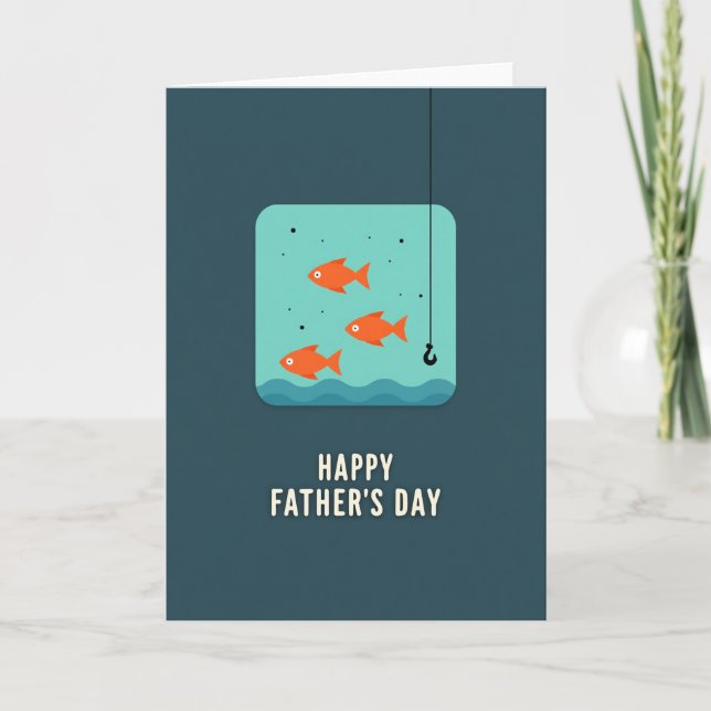 Teal Aqua Fish Fathers Day Card (Front)