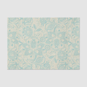 Teal Aqua Floral Lace Tissue Paper