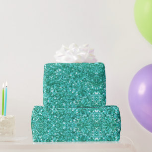 Teal aqua fun sparkling glitter pattern wrapping paper
