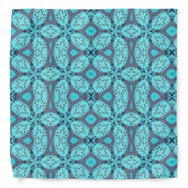 Teal aqua geometric abstract art teal mauve bandana (Front)