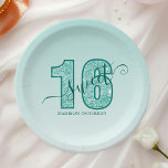 Teal Aqua Glitter Script Sweet 16 Paper Plates<br><div class="desc">Celebrate a special milestone with these elegant teal aqua glitter script Sweet 16 birthday paper plates. Featuring a stylish design with a shimmering teal number "16" and customizable script name, these plates add a touch of glamour to any sweet sixteen party. Perfect for serving cake, snacks, and party treats, these...</div>