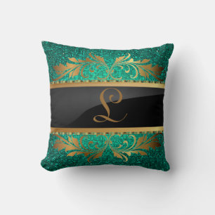 Teal Aqua Glitter Sequin Disco Couch Throw Pillow