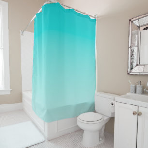 Teal aqua gradient shower curtain