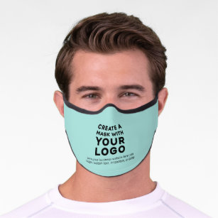 Teal Aqua Green Personalized Business Logo Premium Face Mask