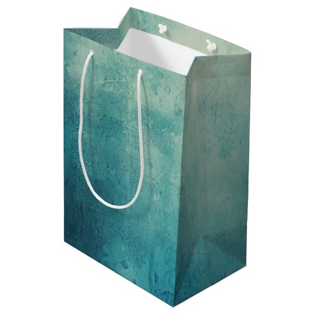 Teal Aqua Green Texture Medium Gift Bag (Back Angled)