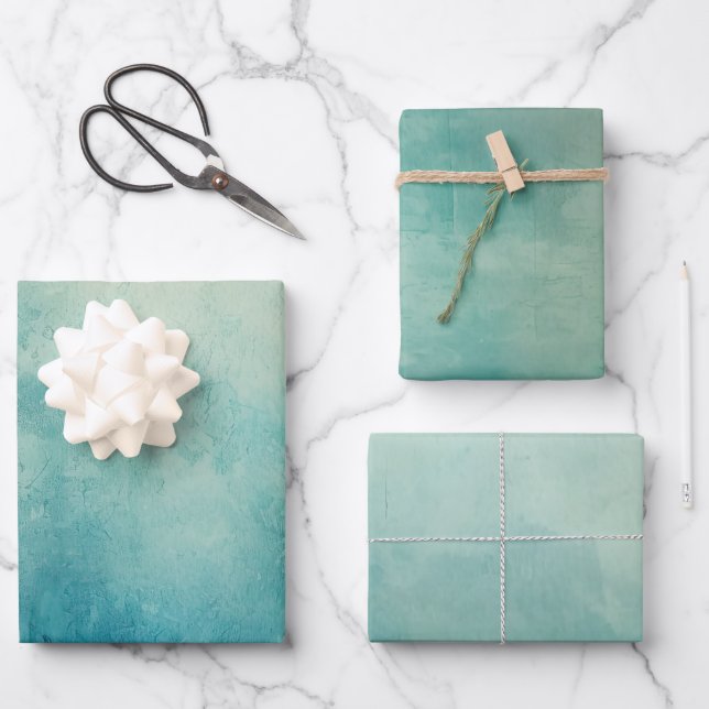 Teal Aqua Green Texture Wrapping Paper Sheets (Front)