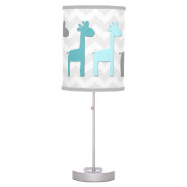 Teal Aqua Grey Giraffe Nursery Lamp