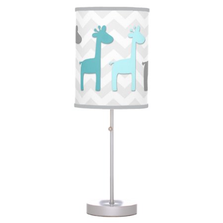 Teal Aqua Grey Giraffe Nursery Lamp