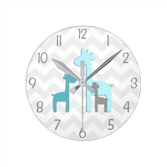 Teal Aqua Grey Giraffe Nursery Wall Clock Zazzle Teal Aqua Grey Giraffe Nursery Wall Clock