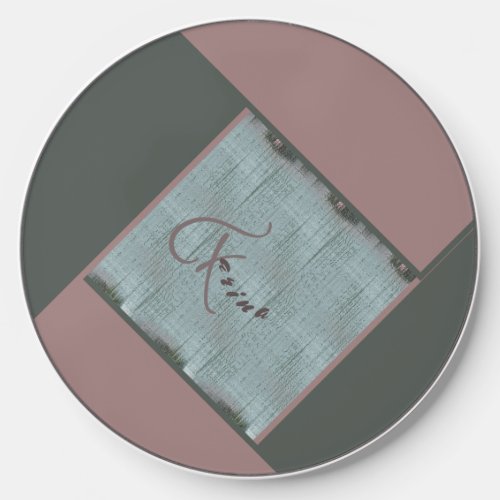 Teal Aqua Mint Pink Blush Earth Tones Woven Canvas Wireless Charger