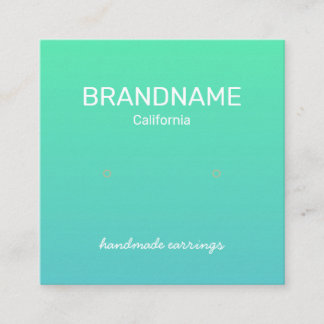Teal Aqua Rainbow Color Gradient Earrings Display Square Business Card