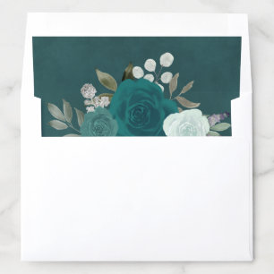 Teal & Aqua Roses Elegant Boho Chic Wedding  Envelope Liner