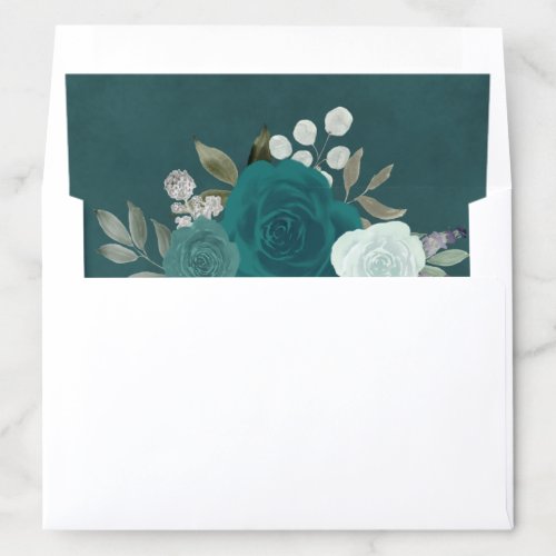 Teal  Aqua Roses Elegant Boho Chic Wedding  Envelope Liner