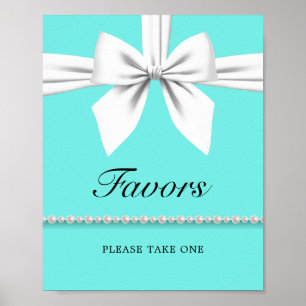 Teal Aqua Tiffany Baby Shower Favors Sign Poster