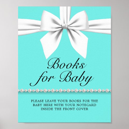 Teal Aqua Tiffany Baby Shower Sign Books for Baby