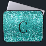 Teal Aqua Turquoise Glitter Sparkle Monogram Laptop Sleeve<br><div class="desc">Chic Teal Aqua Turquoise Glitter Sparkle Luxury Glam Monogram Laptop Sleeve,  featuring bold,  chunky,  faux aqua blue (turquoise teal) glitter and your custom monogram. Please contact us at cedarandstring@gmail.com if you need assistance with the design or to inquire about matching products.</div>