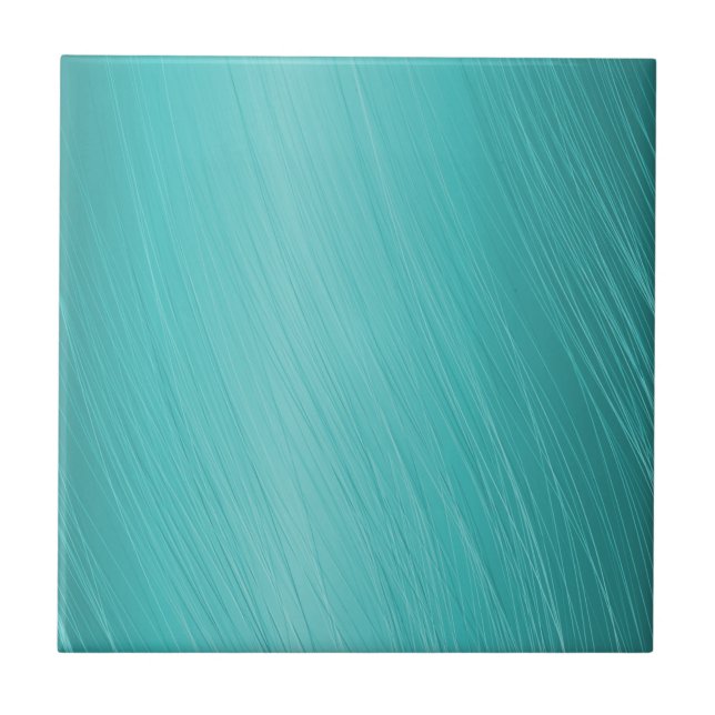 teal, aqua, turquoise, scratched pattern ceramic tile (Front)