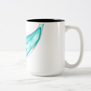 Teal Aqua Watercolor Whale Two-Tone Coffee Mug