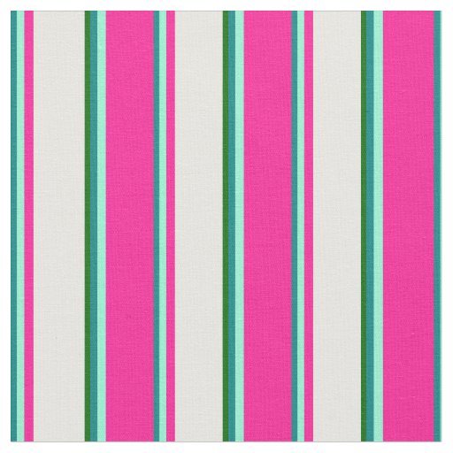 Teal, Aquamarine, Deep Pink, Mint Cream & Green Fabric