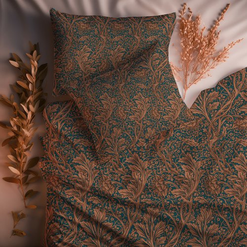 Teal Arcadia William Morris Hawthorn Leaf Pattern Duvet Cover