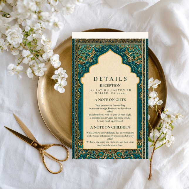 Teal Arch Islamic Wedding Enclosure Card (Creator Uploaded)