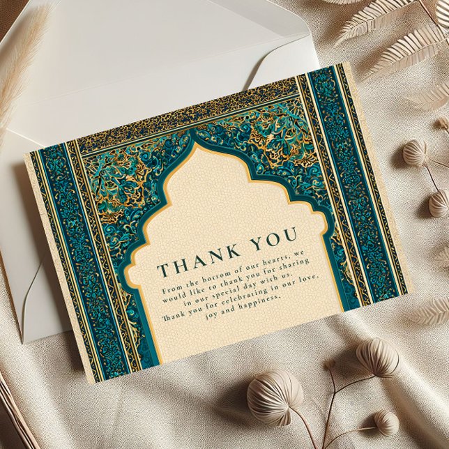 Teal Arch Islamic Wedding Thank You Card (Creator Uploaded)