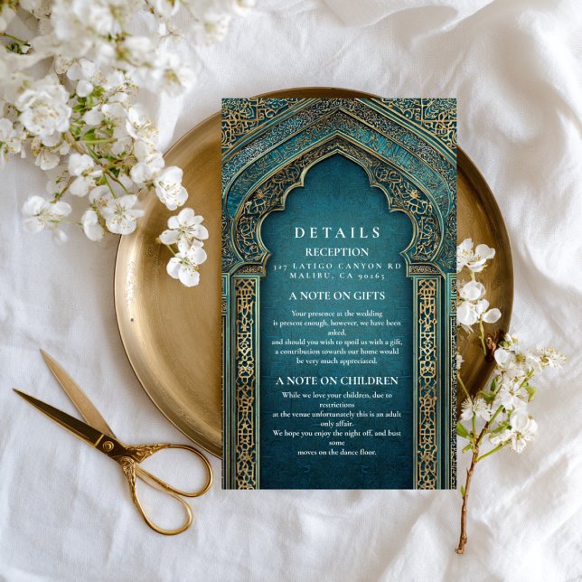 Teal Archway Islamic Wedding Enclosure Card (Creator Uploaded)