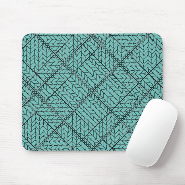 TEAL ARGYLE KNIT Mouse Pad (With Mouse)