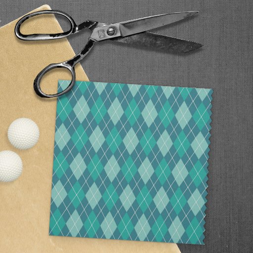 Teal Argyle Knitting Pattern of Blue-Green Diamond Fabric