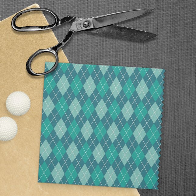 Teal Argyle Knitting Pattern of Blue-Green Diamond Fabric (Creator Uploaded)