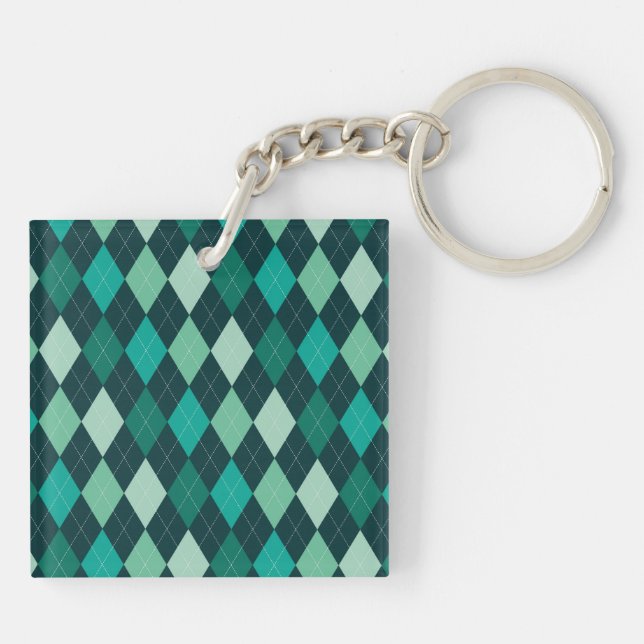 Teal argyle pattern keychain (Back)