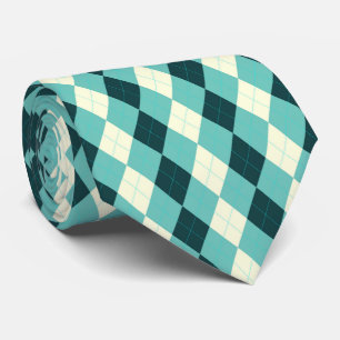 Teal Argyle Pattern Tie