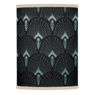 Teal Art Deco,art nouveau pattern, art deco black Lamp Shade