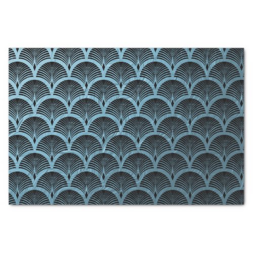 teal art deco fan patterntealart decometallicf tissue paper