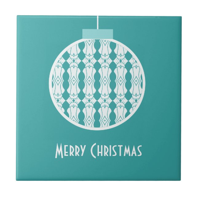 Teal Art Deco Ornament Tile (Front)
