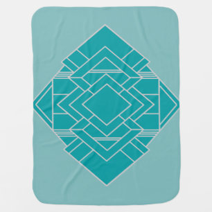 Teal Art Deco Quilt Inspired Baby Blanket