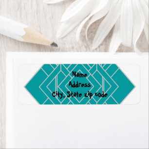 Teal Art Deco Quilt Inspired   Label