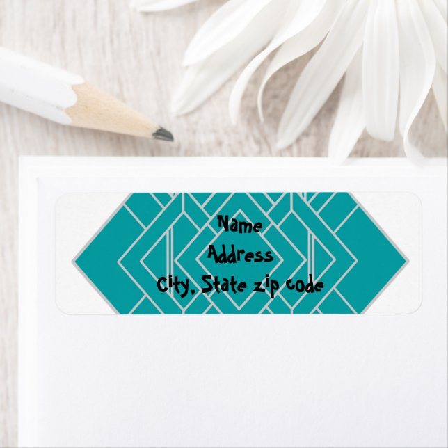 Teal Art Deco Quilt Inspired   Label (Insitu)