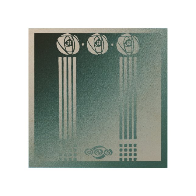 Teal Art nouveau, Ronnie C Mackintosh, rose design (Front)