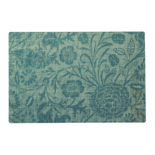Teal,art nouveau, vintage,floral,pattern,teal,Will Placemat