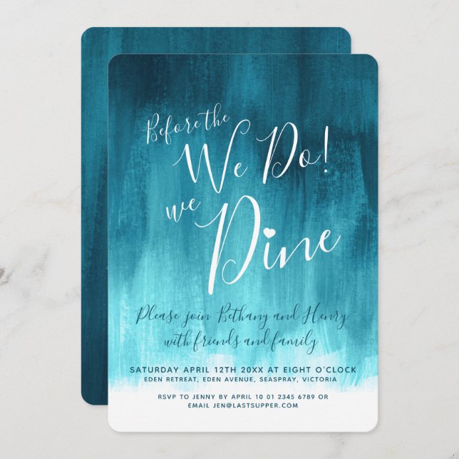 Teal art rehearsal dinner before we do invites (Front/Back)