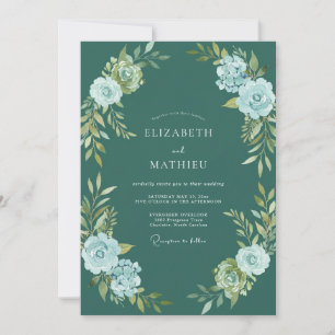 Teal Atmospheric Winter Wedding Invitation