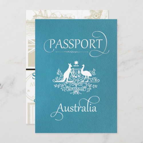 Teal Australia Passport Save the Date Card