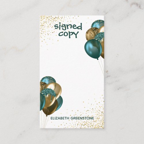 Teal Author Promotional Signed Copy Enclosure Card
