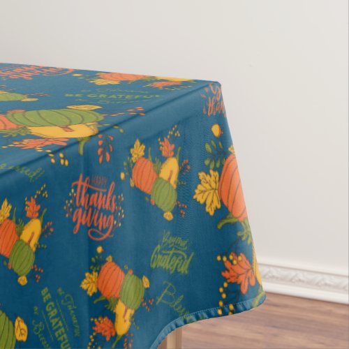 Teal Autumn Fall Harvest Thanksgiving Tablecloth