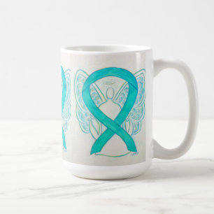 Teal Awareness Ribbon Angel Art Mug