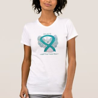Teal Awareness Ribbon Angel Custom Cause Shirts